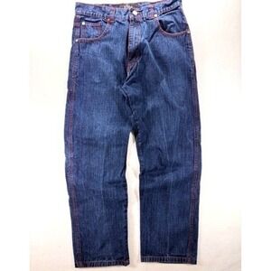 Vintage Ubug Y2K Men's Graphic Pocket Jeans Red Stitch Denim 36x34